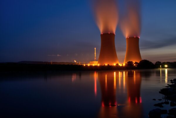 nuclear power plant at night