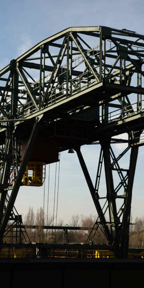 Industrial gantry crane and rigging infrastructure for heavy equipment moving and machinery relocation